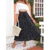 imageZESICA Womens 2024 Summer Bohemian Floral Printed Elastic Waist A Line Maxi Skirt with PocketsBlack