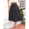 imageZESICA Womens 2024 Summer Bohemian Floral Printed Elastic Waist A Line Maxi Skirt with PocketsBlack