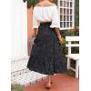 imageZESICA Womens 2024 Summer Bohemian Floral Printed Elastic Waist A Line Maxi Skirt with PocketsBlack