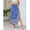 imageZESICA Womens 2024 Summer Bohemian Floral Printed Elastic Waist A Line Maxi Skirt with PocketsBlue
