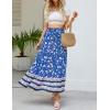 imageZESICA Womens 2024 Summer Bohemian Floral Printed Elastic Waist A Line Maxi Skirt with PocketsBlue