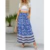 imageZESICA Womens 2024 Summer Bohemian Floral Printed Elastic Waist A Line Maxi Skirt with PocketsBlue