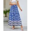 imageZESICA Womens 2024 Summer Bohemian Floral Printed Elastic Waist A Line Maxi Skirt with PocketsBlue