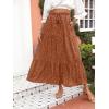 imageZESICA Womens 2024 Summer Bohemian Floral Printed Elastic Waist A Line Maxi Skirt with PocketsBrown