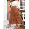 imageZESICA Womens 2024 Summer Bohemian Floral Printed Elastic Waist A Line Maxi Skirt with PocketsBrown