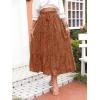 imageZESICA Womens 2024 Summer Bohemian Floral Printed Elastic Waist A Line Maxi Skirt with PocketsBrown