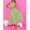 imageZESICA Womens 2024 Summer Bohemian Floral Printed Elastic Waist A Line Maxi Skirt with PocketsChartreuse