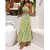 imageZESICA Womens 2024 Summer Bohemian Floral Printed Elastic Waist A Line Maxi Skirt with PocketsChartreuse