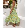 imageZESICA Womens 2024 Summer Bohemian Floral Printed Elastic Waist A Line Maxi Skirt with PocketsChartreuse