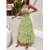 imageZESICA Womens 2024 Summer Bohemian Floral Printed Elastic Waist A Line Maxi Skirt with PocketsChartreuse