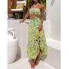 imageZESICA Womens 2024 Summer Bohemian Floral Printed Elastic Waist A Line Maxi Skirt with PocketsChartreuse