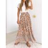 imageZESICA Womens 2024 Summer Bohemian Floral Printed Elastic Waist A Line Maxi Skirt with PocketsClay