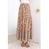 imageZESICA Womens 2024 Summer Bohemian Floral Printed Elastic Waist A Line Maxi Skirt with PocketsClay