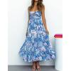 imageZESICA Womens 2024 Summer Bohemian Floral Printed Elastic Waist A Line Maxi Skirt with PocketsCobalt