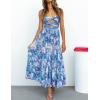 imageZESICA Womens 2024 Summer Bohemian Floral Printed Elastic Waist A Line Maxi Skirt with PocketsCobalt