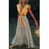 imageZESICA Womens 2024 Summer Bohemian Floral Printed Elastic Waist A Line Maxi Skirt with PocketsCream