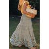 imageZESICA Womens 2024 Summer Bohemian Floral Printed Elastic Waist A Line Maxi Skirt with PocketsCream