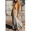 imageZESICA Womens 2024 Summer Bohemian Floral Printed Elastic Waist A Line Maxi Skirt with PocketsCream