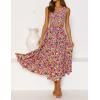 imageZESICA Womens 2024 Summer Bohemian Floral Printed Elastic Waist A Line Maxi Skirt with PocketsDarkpurple