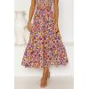 imageZESICA Womens 2024 Summer Bohemian Floral Printed Elastic Waist A Line Maxi Skirt with PocketsDarkpurple