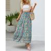 imageZESICA Womens 2024 Summer Bohemian Floral Printed Elastic Waist A Line Maxi Skirt with PocketsFloral Green
