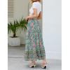 imageZESICA Womens 2024 Summer Bohemian Floral Printed Elastic Waist A Line Maxi Skirt with PocketsFloral Green