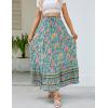 imageZESICA Womens 2024 Summer Bohemian Floral Printed Elastic Waist A Line Maxi Skirt with PocketsFloral Green
