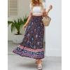 imageZESICA Womens 2024 Summer Bohemian Floral Printed Elastic Waist A Line Maxi Skirt with PocketsFloral Navy