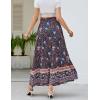 imageZESICA Womens 2024 Summer Bohemian Floral Printed Elastic Waist A Line Maxi Skirt with PocketsFloral Navy