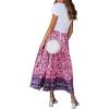 imageZESICA Womens 2024 Summer Bohemian Floral Printed Elastic Waist A Line Maxi Skirt with PocketsFloral Purple