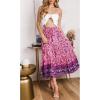 imageZESICA Womens 2024 Summer Bohemian Floral Printed Elastic Waist A Line Maxi Skirt with PocketsFloral Purple
