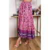 imageZESICA Womens 2024 Summer Bohemian Floral Printed Elastic Waist A Line Maxi Skirt with PocketsFloral Purple