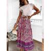 imageZESICA Womens 2024 Summer Bohemian Floral Printed Elastic Waist A Line Maxi Skirt with PocketsFloral Purple