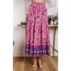 imageZESICA Womens 2024 Summer Bohemian Floral Printed Elastic Waist A Line Maxi Skirt with PocketsFloral Purple