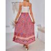 imageZESICA Womens 2024 Summer Bohemian Floral Printed Elastic Waist A Line Maxi Skirt with PocketsFloral Red