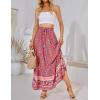 imageZESICA Womens 2024 Summer Bohemian Floral Printed Elastic Waist A Line Maxi Skirt with PocketsFloral Red