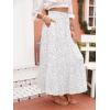 imageZESICA Womens 2024 Summer Bohemian Floral Printed Elastic Waist A Line Maxi Skirt with PocketsIvory