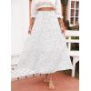 imageZESICA Womens 2024 Summer Bohemian Floral Printed Elastic Waist A Line Maxi Skirt with PocketsIvory
