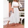 imageZESICA Womens 2024 Summer Bohemian Floral Printed Elastic Waist A Line Maxi Skirt with PocketsIvory