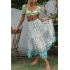 imageZESICA Womens 2024 Summer Bohemian Floral Printed Elastic Waist A Line Maxi Skirt with PocketsLake Blue