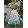 imageZESICA Womens 2024 Summer Bohemian Floral Printed Elastic Waist A Line Maxi Skirt with PocketsLake Blue