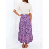 imageZESICA Womens 2024 Summer Bohemian Floral Printed Elastic Waist A Line Maxi Skirt with PocketsLightpurple