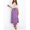 imageZESICA Womens 2024 Summer Bohemian Floral Printed Elastic Waist A Line Maxi Skirt with PocketsLightpurple