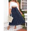 imageZESICA Womens 2024 Summer Bohemian Floral Printed Elastic Waist A Line Maxi Skirt with PocketsNavyblue