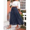 imageZESICA Womens 2024 Summer Bohemian Floral Printed Elastic Waist A Line Maxi Skirt with PocketsNavyblue