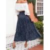 imageZESICA Womens 2024 Summer Bohemian Floral Printed Elastic Waist A Line Maxi Skirt with PocketsNavyblue