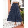 imageZESICA Womens 2024 Summer Bohemian Floral Printed Elastic Waist A Line Maxi Skirt with PocketsNavyblue