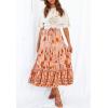 imageZESICA Womens 2024 Summer Bohemian Floral Printed Elastic Waist A Line Maxi Skirt with PocketsPeach