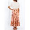 imageZESICA Womens 2024 Summer Bohemian Floral Printed Elastic Waist A Line Maxi Skirt with PocketsPeach
