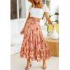 imageZESICA Womens 2024 Summer Bohemian Floral Printed Elastic Waist A Line Maxi Skirt with PocketsPeach